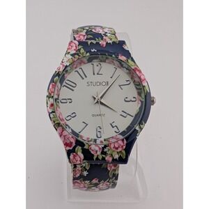Studio‎ Time Women's Floral Bangle Watch 38mm Case Hinge Band- New Battery